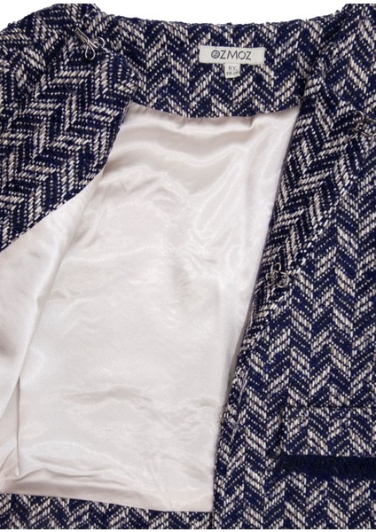 Lacivert Tweed Kumaş Kışlık Kız Çocuk Bolero Ceket modelleri