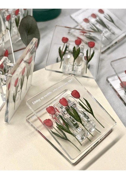 Şeffaf Pembe Lale Desenli Çok Fonksiyonlu Fotoğraf Klipsi/Fotoğraf Mandalı /Ataş / Kitap Ayracı indirimleri