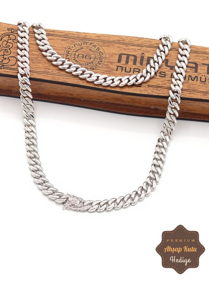 Zirkon Taşlı 925 Ayar Gümüş Burgu Zincir Kolye 201023232