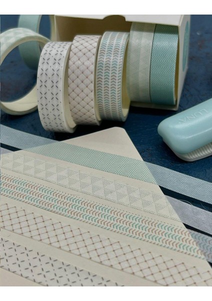Geometrik Desenli Retro 5'li Washi Bant Set (5*2m)/Masking Tape/Washi Tape/Bullet Journal/Scrapbook/Defter Süsleme fiyatları