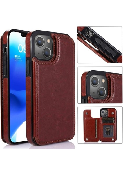 Kart Tutucu Kickstand Kart Yuvaları ile IPhone 14 Artı Cüzdan Durumda Pu (Yurt Dışından)