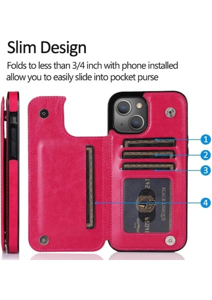 Kart Tutucu Kickstand Kart Yuvaları ile IPhone 14 Artı Cüzdan Durumda Pu (Yurt Dışından)