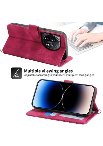 Oneplus 11 Için Flip Case Kabartmalı Çoklu Kredi Kartı Yuvaları Darbeye (Yurt Dışından)