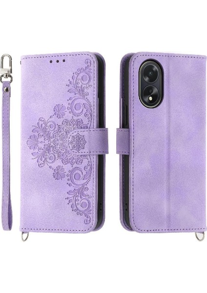 Oppo A38 4g Bileklik Darbeye Dayanıklı Kabartmalı Çoklu Kredi Için Flip Case (Yurt Dışından)