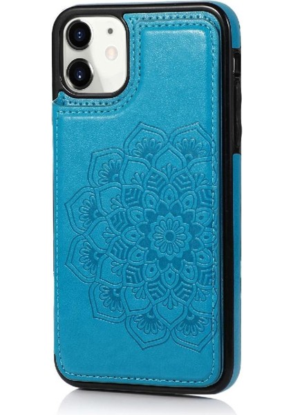 IPhone 11 Için Kart Tutucu Kılıf ile Cüzdan Çift Düğmeler Kabartmalı Mandala (Yurt Dışından)