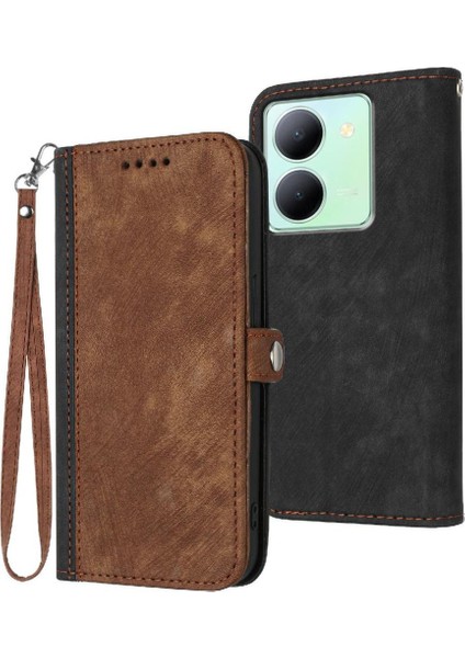 Kart Yuvası Standı ile Vıvo Y78 Için Kılıf Flip Folio Kitap Kickstand Cüzdan Pu (Yurt Dışından)