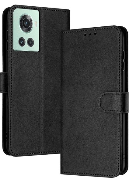 Oneplus 10R 5g Kickstand Için Flip Case Toka Saf Pu ile Kart Yuvası ile (Yurt Dışından)