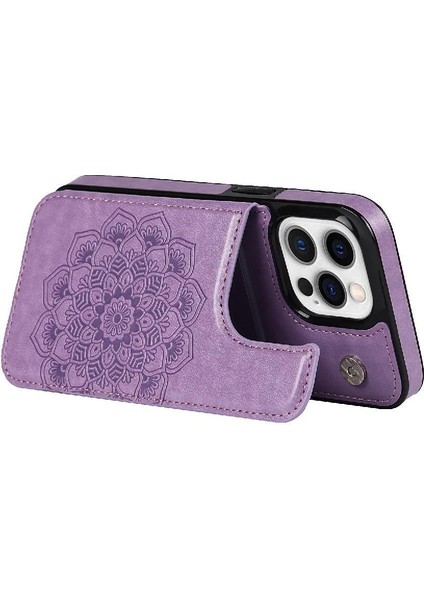 IPhone 15 Için Kart Tutucu Kılıf ile Cüzdan Pro Max Flip Darbeye Mandala (Yurt Dışından)
