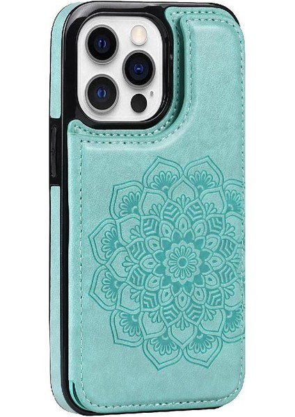 IPhone 15 Için Kart Tutucu Kılıf ile Cüzdan Pro Max Flip Darbeye Mandala (Yurt Dışından)