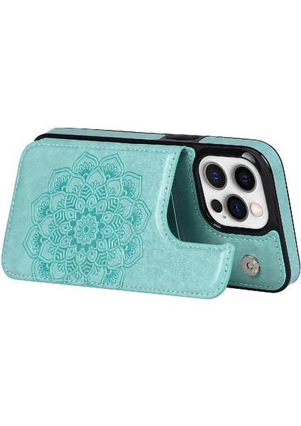 IPhone 15 Için Kart Tutucu Kılıf ile Cüzdan Pro Max Flip Darbeye Mandala (Yurt Dışından)