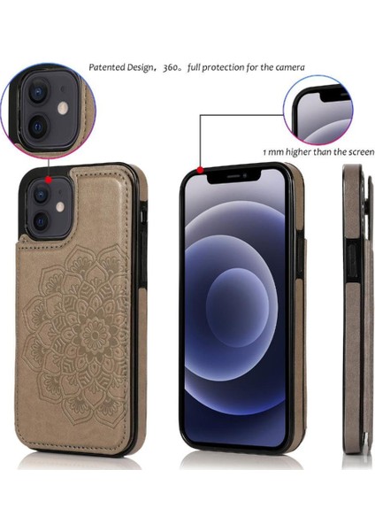 IPhone 12 Desen Çiçek Pu Deri Flip Için Kart Tutucu Kılıf ile Cüzdan (Yurt Dışından) fiyatları