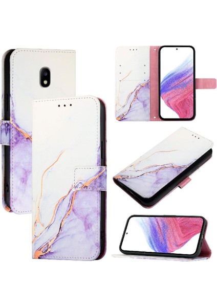 Samsung Galaxy J3 2017 Cüzdan Pu Deri Mermer Desen Kickstand (Yurt Dışından)