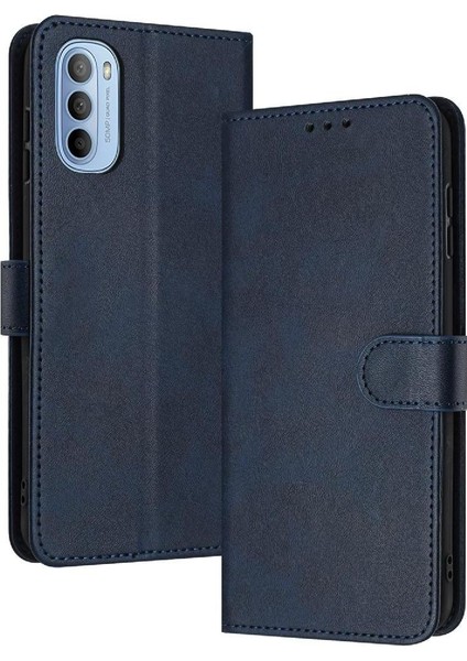 YH Mall Motorola Moto G52/G82 Kickstand Pu Deri Saf Renk Için Flip Case (Yurt Dışından)