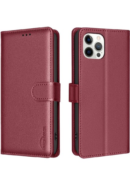 IPhone 12 Için Flip Case Pro Max Pu Deri Rfıd Engelleme Cüzdan Manyetik (Yurt Dışından)