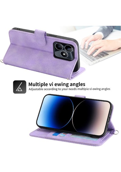 Realme C53 Bileklik Kabartmalı Çoklu Kredi Kartı Yuvaları Için Flip Case (Yurt Dışından) fırsatları