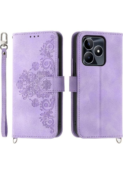 Realme C53 Bileklik Kabartmalı Çoklu Kredi Kartı Yuvaları Için Flip Case (Yurt Dışından) indirimleri