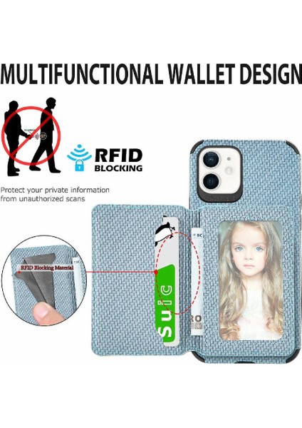 IPhone 12 Için Kılıf Mini Manyetik Kart Tutucu Standı Fonksiyonu Rfıd Engelleme (Yurt Dışından)