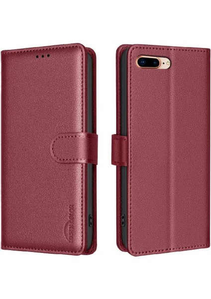 IPhone 7/8 Için Flip Case Manyetik Kart Tutucu Kickstand Rfıd Engelleme Pu (Yurt Dışından)