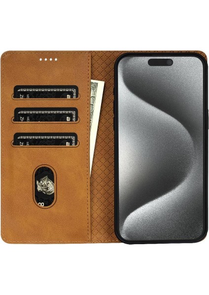 IPhone 16 Pro Için Flip Case Yan Cep Anti Kayma Kart Yuvaları Manyetik (Yurt Dışından)