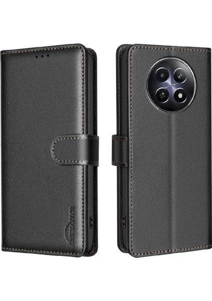 Realme 12 5g Cüzdan Manyetik Pu Deri Rfıd Engelleme Kartı Için Flip Case (Yurt Dışından)