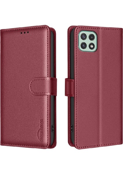 Samsung Galaxy A22 5g Manyetik Rfıd Engelleme Cüzdan Pu Kart Için Flip Case (Yurt Dışından)