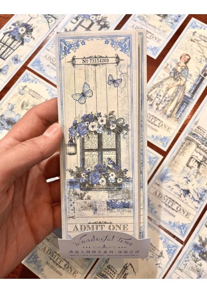Wonderful Time Serisinden Admıt One 24 Adet Renkli Desenli Scrapbook Kağıdı