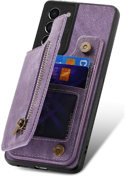Samsung Galaxy S21 Vintage Fermuar Cüzdan Standı Fonksiyonu Için Kılıf Katlanabilir (Yurt Dışından) modelleri