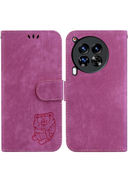 Tecno Camon 30 Premier Kabartmalı Sevimli Kaplan Flip Folio Kart Kapak Için Kılıf (Yurt Dışından)