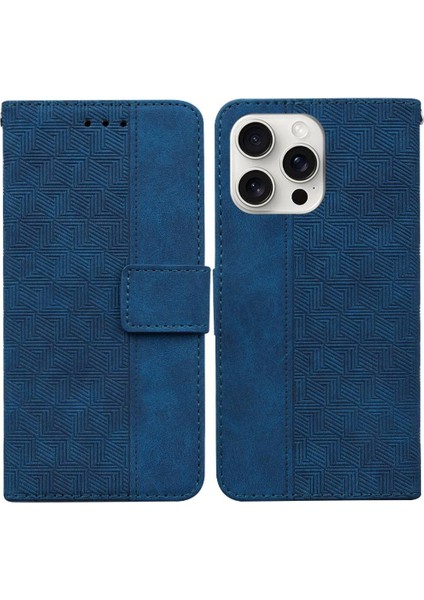 IPhone 16 Için Flip Case Pro Max Kickstand Özelliği Flip Folio Geometrik Pu (Yurt Dışından)
