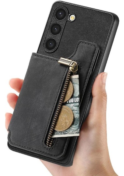 Samsung Galaxy S23 Artı Standı Fonksiyonu Katlanabilir Arka Kapak Fermuar (Yurt Dışından)