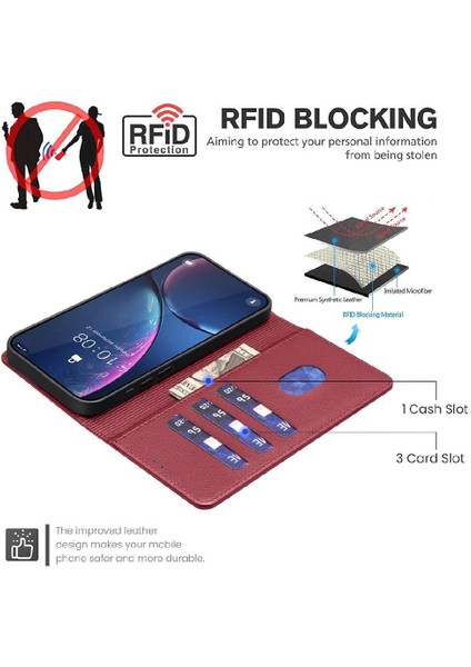 Realme 12 Pro Artı 5g Için Flip Case Pu Deri Cüzdan Manyetik Kart Tutucu (Yurt Dışından)