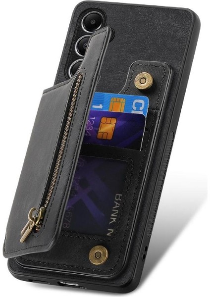 Samsung Galaxy A05S Için Kılıf Katlanabilir Arka Kapak Vintage Fermuar Cüzdan (Yurt Dışından)