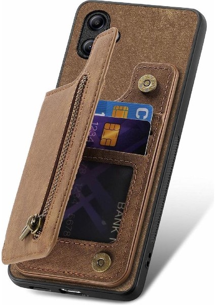 Samsung Galaxy A04E Için Kılıf Katlanabilir Arka Kapak Vintage Fermuar Cüzdan (Yurt Dışından)
