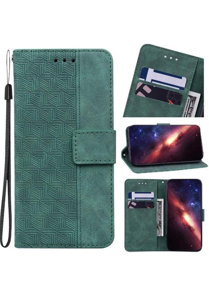 Infinix Not 40 4g Premium Pu Deri Flip Folio Geometrik Için Flip Case (Yurt Dışından)