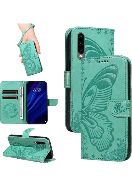 Kredi Kartı Yuvası ile Huawei P30 Için Flip Case Ayrılabilir El Kayışı Yüksek (Yurt Dışından)
