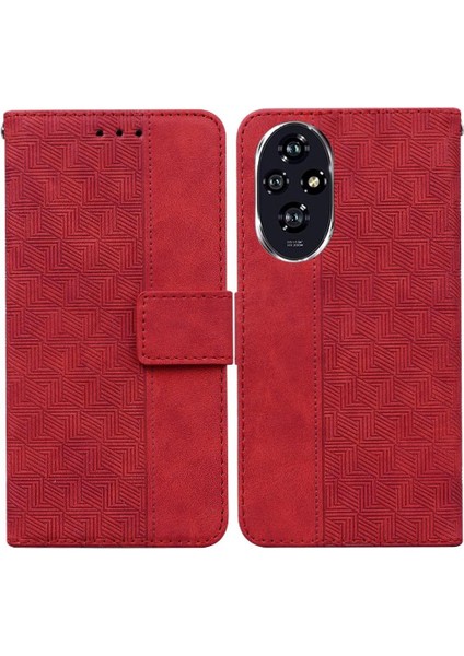 YH Mall Onur Için Flip Case 200 5g Kickstand Özelliği Geometrik Kabartmalı Flip Folio (Yurt Dışından)