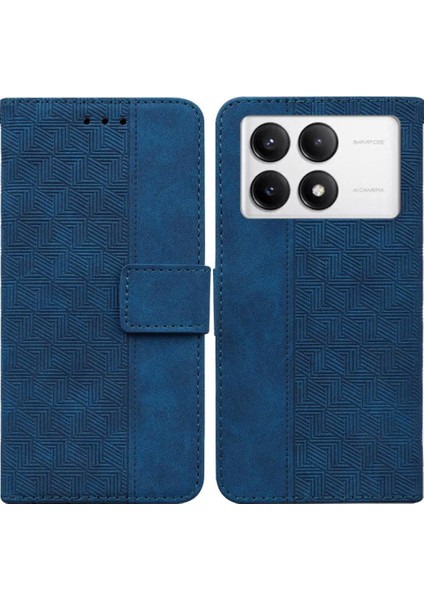 YH Mall Xiaomi Poco F6 Pro Için Geometrik Kabartmalı Flip Case Folio Cüzdan Pu (Yurt Dışından)