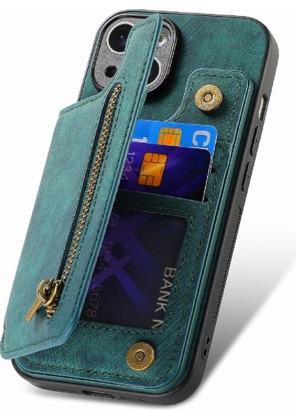IPhone 15 Için Kılıf Katlanabilir Arka Kapak Vintage Fermuar Cüzdan Standı Fonksiyonu (Yurt Dışından) fırsatları
