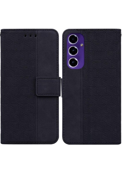 Samsung Galaxy S24 Fe Cüzdan Kapak Için Flip Case Geometrik Kabartmalı Pu (Yurt Dışından)