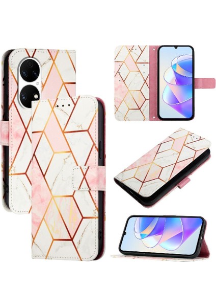 Huawei P50 Pro Cüzdan Pu Deri Mermer Desen Kickstand Için Kılıf (Yurt Dışından) indirimleri