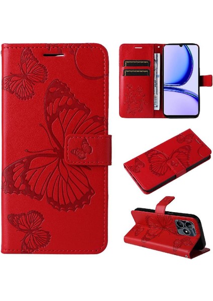 Realme C53 Manyetik Kapak Flip Kickstand Için Flip Case Kart Yuvası ile Pu (Yurt Dışından)