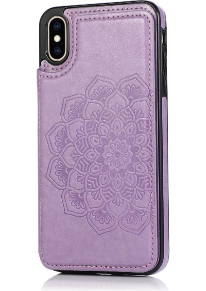 IPhone Xs Max Desen Çiçek Kabartmalı Pu Için Kart Tutucu Kılıf ile Cüzdan (Yurt Dışından)