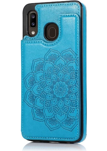 Samsung Galaxy A20/A30 Desen Çiçek Pu Için Kart Tutucu Kılıf ile Cüzdan (Yurt Dışından)