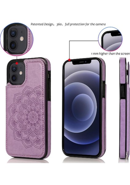 IPhone 12 Desen Çiçek Pu Deri Flip Için Kart Tutucu Kılıf ile Cüzdan (Yurt Dışından) fırsatları