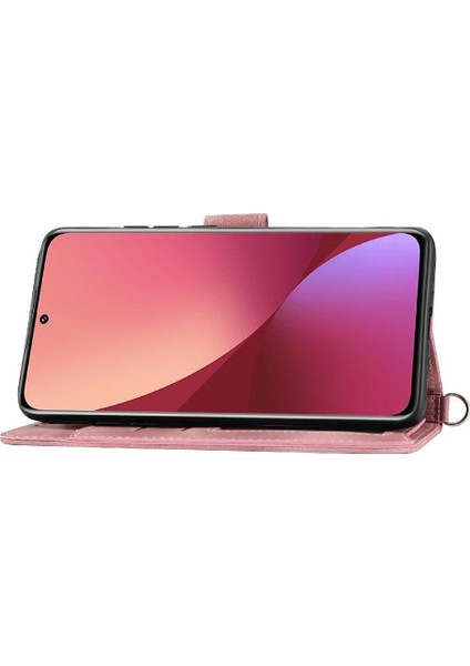 Xiaomi 12 Pro Çoklu Kredi Kartı Yuvaları Kabartmalı Bileklik Için Flip Case (Yurt Dışından)