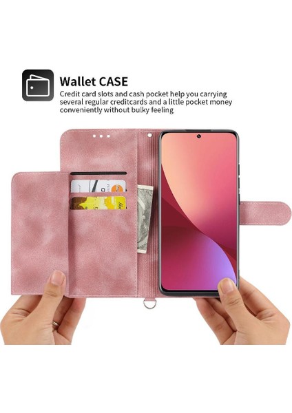 Xiaomi 12 Pro Çoklu Kredi Kartı Yuvaları Kabartmalı Bileklik Için Flip Case (Yurt Dışından)