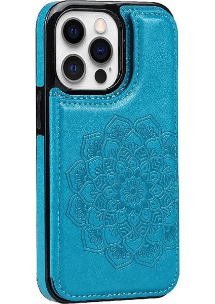 IPhone 14 Için Kart Tutucu Kılıf ile Cüzdan Pro Max Desen Çiçek Kabartmalı (Yurt Dışından)