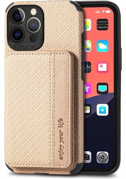 IPhone 13 Için Kılıf Pro Max Standı Fonksiyonu Rfıd Engelleme Manyetik Kart (Yurt Dışından)