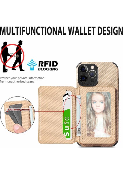 IPhone 13 Için Kılıf Pro Max Standı Fonksiyonu Rfıd Engelleme Manyetik Kart (Yurt Dışından)