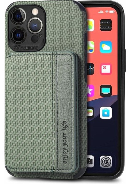 IPhone 13 Için Kılıf Pro Max Standı Fonksiyonu Rfıd Engelleme Manyetik Kart (Yurt Dışından)